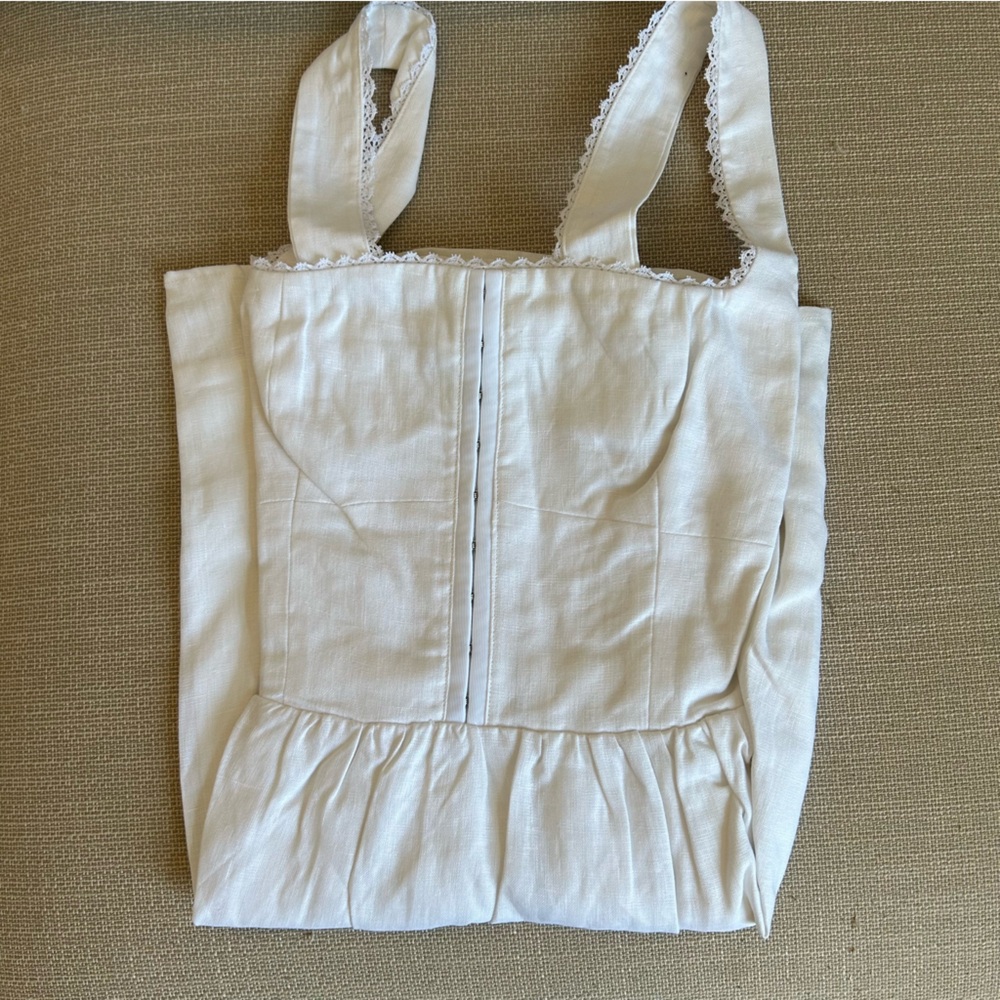 NEW Reformation Sheri Linen Mini Dress - White - Picture 3 of 7